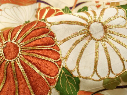 平和屋着物■豪華振袖　駒刺繍　青海波花文　金彩　正絹　逸品　DABI1715qa