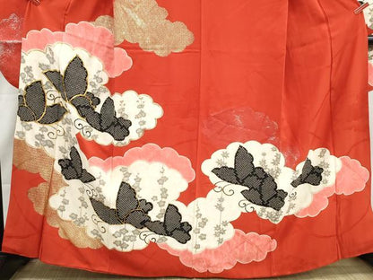平和屋着物■豪華振袖　駒刺繍　絞り　雲取り花蝶文　金銀彩　正絹　逸品　DABI1716qa
