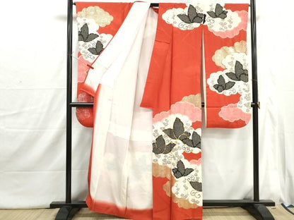 平和屋着物■豪華振袖　駒刺繍　絞り　雲取り花蝶文　金銀彩　正絹　逸品　DABI1716qa