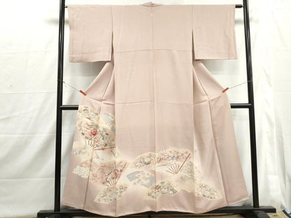 平和屋着物■豪華色留袖　駒刺繍　扇面花鳥文　牡丹　暈し染め　金彩　正絹　逸品　DABI1717qa