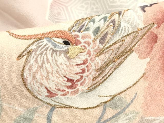 平和屋着物■豪華色留袖　駒刺繍　扇面花鳥文　牡丹　暈し染め　金彩　正絹　逸品　DABI1717qa