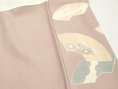平和屋着物■豪華色留袖　駒刺繍　扇面花鳥文　牡丹　暈し染め　金彩　正絹　逸品　DABI1717qa
