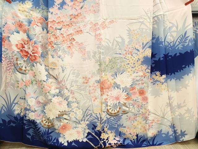 平和屋着物■豪華振袖　花車枝梅文　暈し染め　金彩　正絹　逸品　DABI1718qa