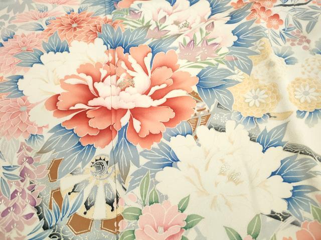 平和屋着物■豪華振袖　花車枝梅文　暈し染め　金彩　正絹　逸品　DABI1718qa