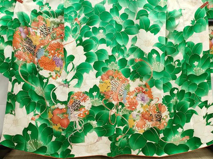 平和屋着物■豪華振袖　駒刺繍　花尽くし　乱菊　金彩　正絹　逸品　DABI1719qa