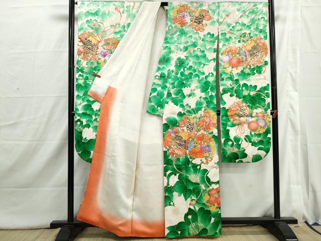 平和屋着物■豪華振袖　駒刺繍　花尽くし　乱菊　金彩　正絹　逸品　DABI1719qa