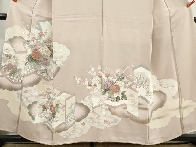 平和屋着物■豪華色留袖　屏風花籠文　牡丹　金彩　正絹　逸品　DABI1721qa