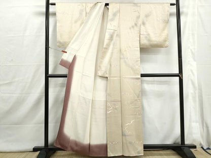 平和屋着物■上質な小紋　霞飛鳥文　暈し染め　金銀彩　正絹　逸品　DABI1724qa