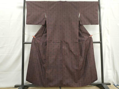 平和屋着物■結城紬　80亀甲　麻の葉文　正絹　逸品　DABI1725qa