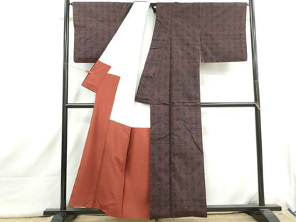 平和屋着物■結城紬　80亀甲　麻の葉文　正絹　逸品　DABI1725qa