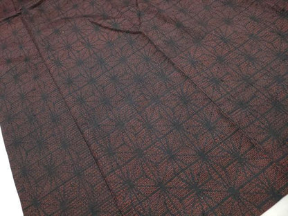 平和屋着物■結城紬　80亀甲　麻の葉文　正絹　逸品　DABI1725qa