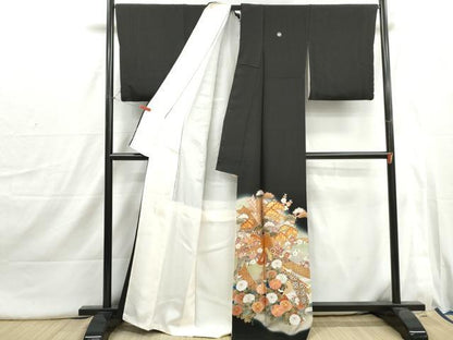 平和屋着物■豪華黒留袖　作家物　駒刺繍　束ね熨斗花松文　暈し染め　金銀彩　正絹　逸品　DABI1727qa