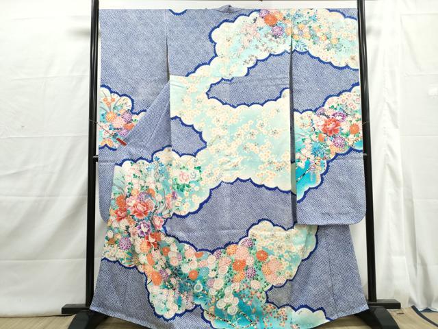 平和屋着物■豪華振袖　駒刺繍　絞り　草花文　牡丹　暈し染め　正絹　逸品　DABI1729qp