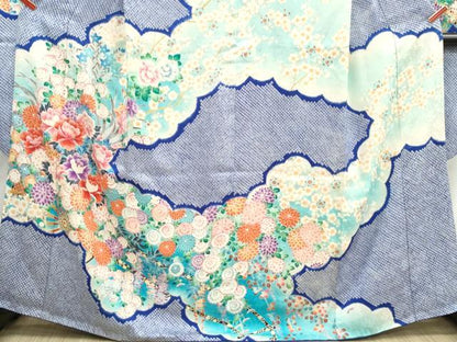平和屋着物■豪華振袖　駒刺繍　絞り　草花文　牡丹　暈し染め　正絹　逸品　DABI1729qp