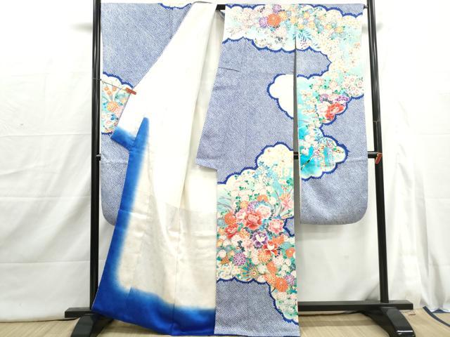 平和屋着物■豪華振袖　駒刺繍　絞り　草花文　牡丹　暈し染め　正絹　逸品　DABI1729qp