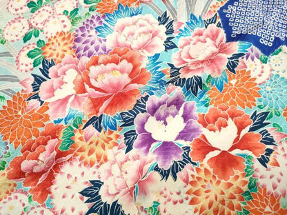 平和屋着物■豪華振袖　駒刺繍　絞り　草花文　牡丹　暈し染め　正絹　逸品　DABI1729qp