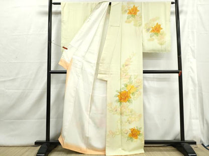 平和屋着物■訪問着　駒刺繍　草花文　暈し染め　正絹　逸品　DABI1735qa