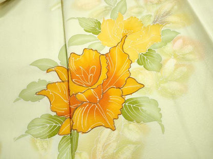 平和屋着物■訪問着　駒刺繍　草花文　暈し染め　正絹　逸品　DABI1735qa