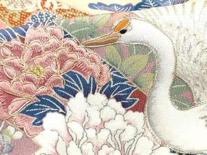 平和屋着物■豪華黒留袖　駒刺繍　束ね熨斗飛鶴花松文　暈し染め　金彩　正絹　逸品　DABI1739qa