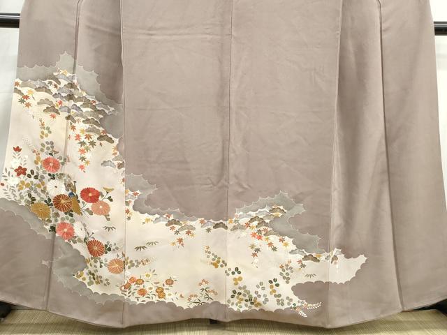 平和屋着物■豪華色留袖　駒刺繍　孔雀花文　暈し染め　金彩　正絹　逸品　DABI1743qa