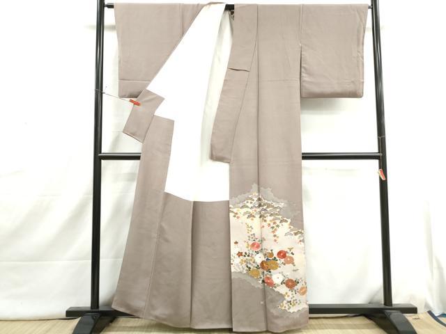 平和屋着物■豪華色留袖　駒刺繍　孔雀花文　暈し染め　金彩　正絹　逸品　DABI1743qa