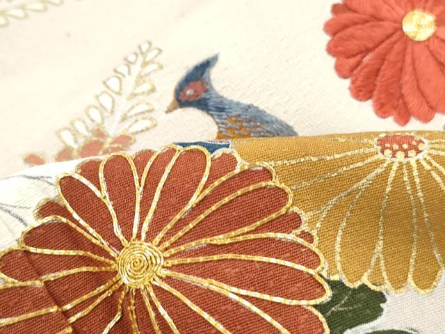 平和屋着物■豪華色留袖　駒刺繍　孔雀花文　暈し染め　金彩　正絹　逸品　DABI1743qa