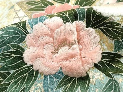 平和屋着物■訪問着　草花文　椿　暈し染め　金彩　正絹　逸品　DABI1746qa