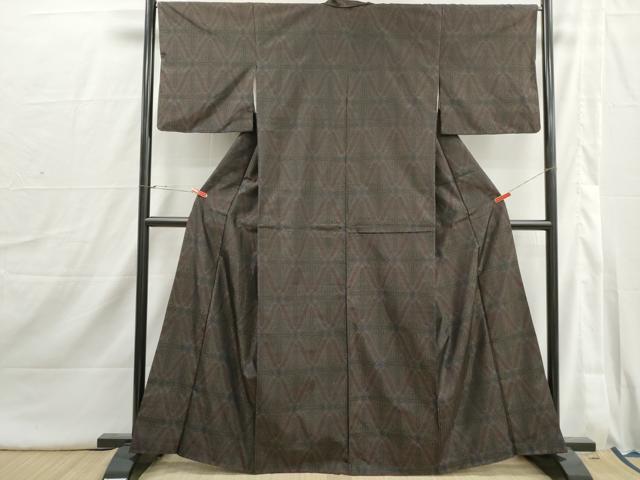 平和屋着物■本場大島紬　幾何学文　正絹　逸品　DABI1748qa