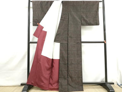 平和屋着物■本場大島紬　幾何学文　正絹　逸品　DABI1748qa