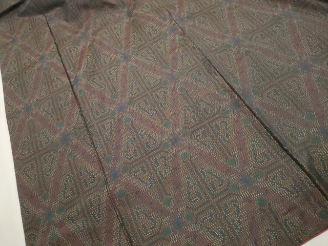 平和屋着物■本場大島紬　幾何学文　正絹　逸品　DABI1748qa
