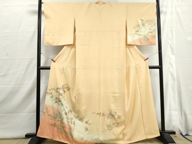 平和屋着物■訪問着　扇面流水枝桜文　暈し染め　金銀彩　正絹　逸品　DABI1749qa