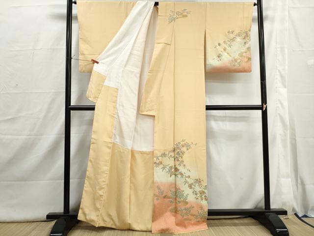 平和屋着物■訪問着　扇面流水枝桜文　暈し染め　金銀彩　正絹　逸品　DABI1749qa