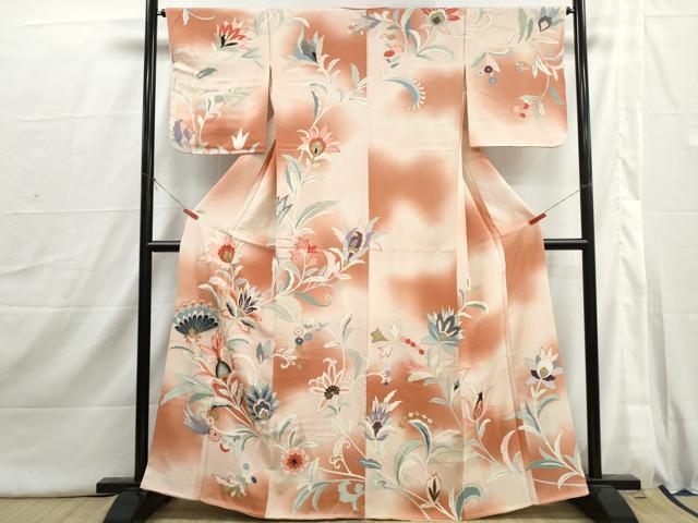 平和屋着物■訪問着　更紗花文　暈し染め　金彩　正絹　逸品　DABI1750qa