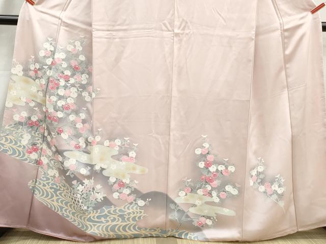 平和屋着物■訪問着　流水草花文　暈し染め　正絹　逸品　DABI1753qa