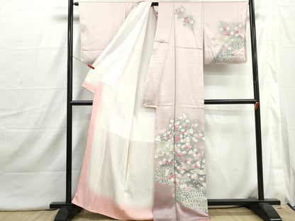 平和屋着物■訪問着　流水草花文　暈し染め　正絹　逸品　DABI1753qa