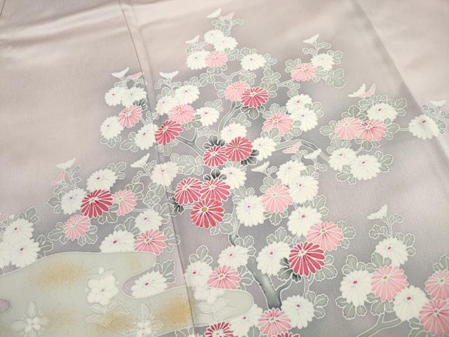 平和屋着物■訪問着　流水草花文　暈し染め　正絹　逸品　DABI1753qa