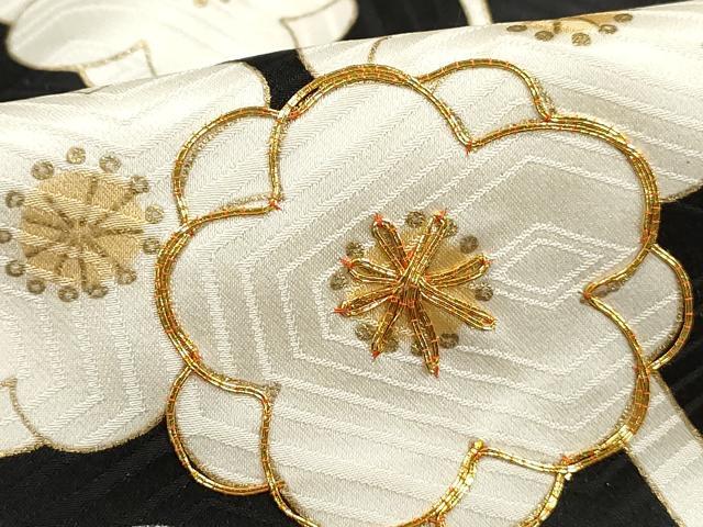 平和屋着物■豪華振袖　駒刺繍　扇面枝花文　金彩　正絹　逸品　DABI1755qa