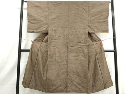 平和屋着物■男性　紬　横段文　正絹　逸品　DABI1756qa