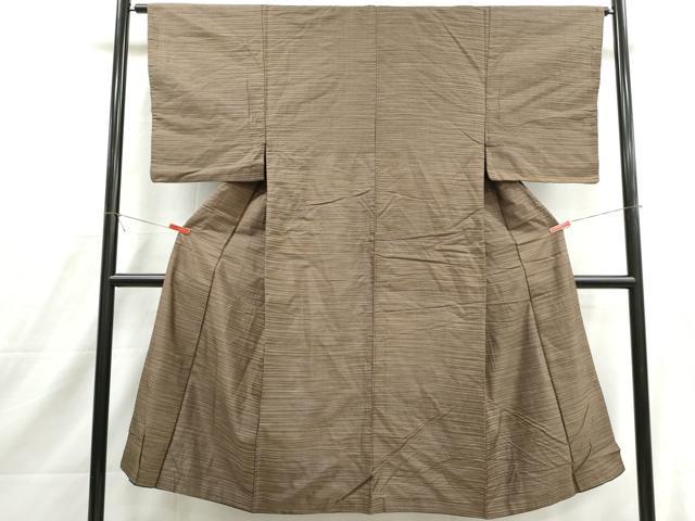 平和屋着物■男性　紬　横段文　正絹　逸品　DABI1756qa