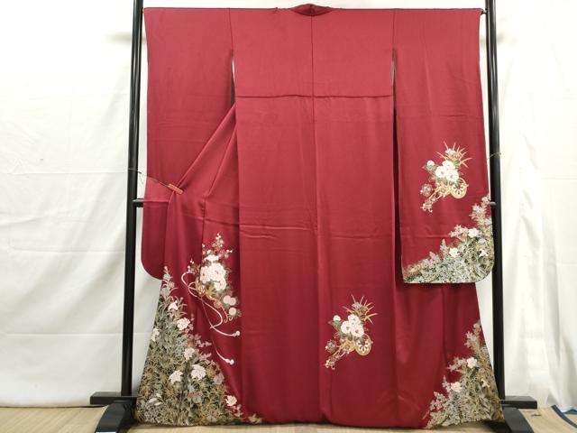 平和屋着物■豪華振袖　螺鈿　花車文　金銀彩　正絹　逸品　DABI1757qa