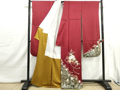 平和屋着物■豪華振袖　螺鈿　花車文　金銀彩　正絹　逸品　DABI1757qa