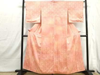 平和屋着物■上質な小紋　花青海波地紋　暈し染め　正絹　逸品　DABI1762qa