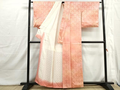 平和屋着物■上質な小紋　花青海波地紋　暈し染め　正絹　逸品　DABI1762qa