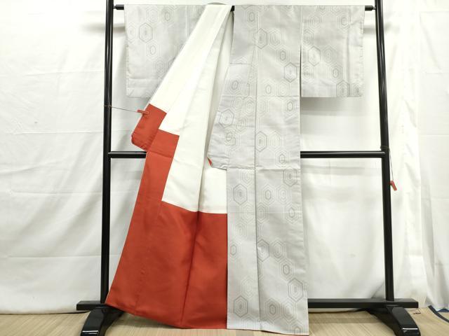 平和屋着物■上質な紬　亀甲文　正絹　逸品　DABI1764qa