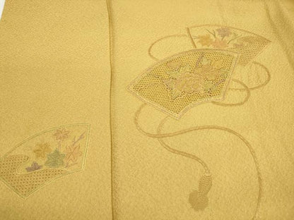 平和屋着物■中国三大刺繍　スワトウ刺繍　汕頭刺繍　色留訪問着　地紙花文　正絹　逸品　DABI1765qa