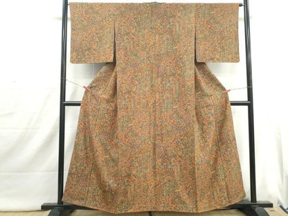 平和屋着物■上質な小紋　御所車更紗花文　やまと誂製　正絹　逸品　DABI1775qa