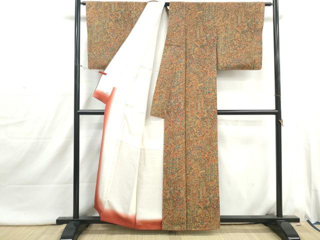平和屋着物■上質な小紋　御所車更紗花文　やまと誂製　正絹　逸品　DABI1775qa