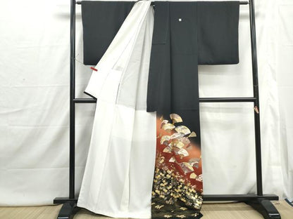 平和屋着物■豪華黒留袖　作家物　扇面花文　暈し染め　金銀彩　正絹　逸品　DABI1776cd