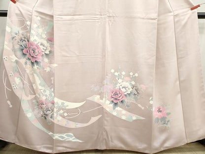 平和屋着物■訪問着　鬘帯牡丹文　正絹　逸品　DABI1777qa