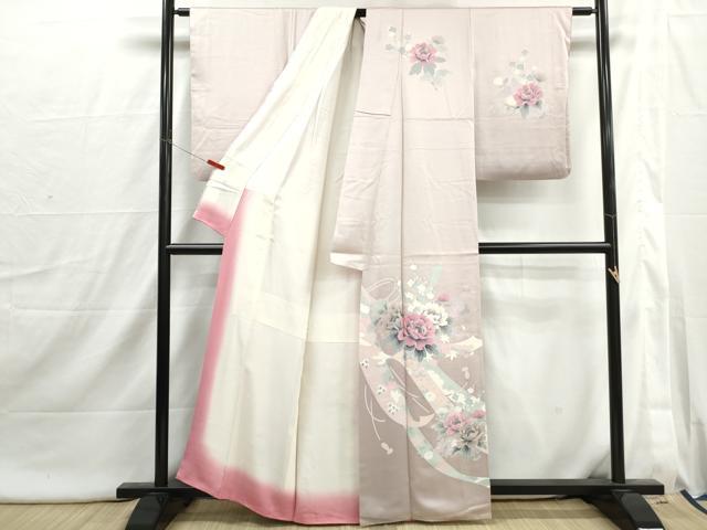 平和屋着物■訪問着　鬘帯牡丹文　正絹　逸品　DABI1777qa